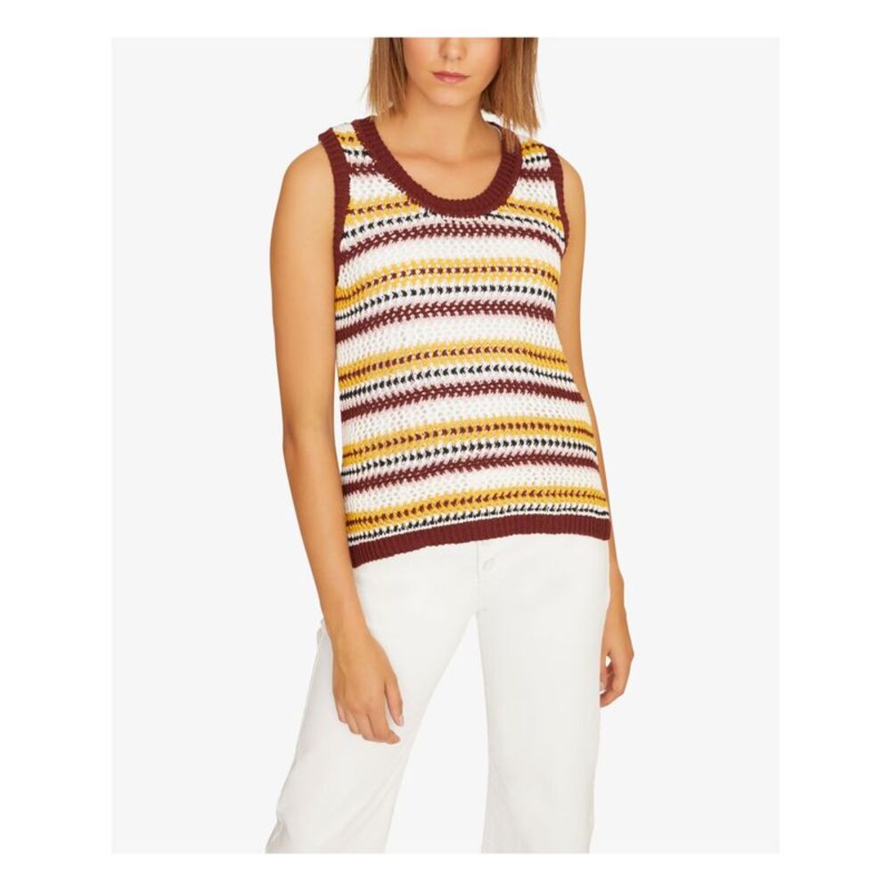 SANCTUARY Womens Crochet Sleeveless Jewel Neck Hi-Lo Top